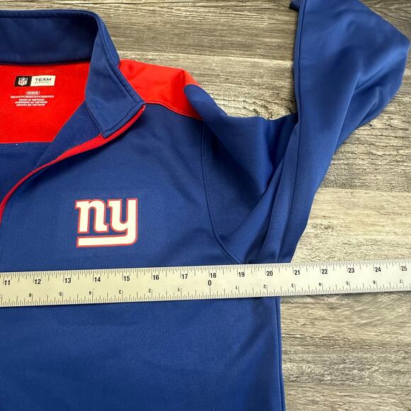 NFL Team Apparel NY Blue Red Mens M New York Giants Football 1/4 Zip Sweatshirt - Picture 4 of 9